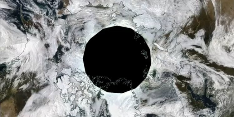 Polo Nord, buco nero visto dal Satellite. Le cause. Video meteo