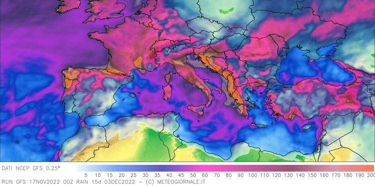 Meteo 15 giorni brutto, con tanta pioggia e rischio freddo