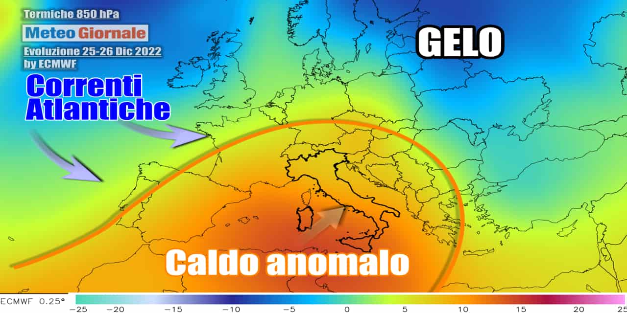 Meteo weekend di Natale stravolto, picco di caldo anomalo e poi una svolta