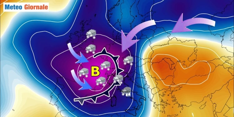 Meteo con gelo a Gennaio. Una ghiacciaia. Freddi venti fin sino dalla Siberia