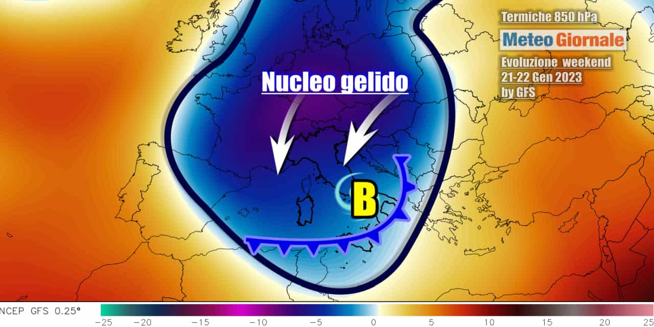 Meteo weekend con neve e gran freddo, il ciclone diventerà super esplosivo