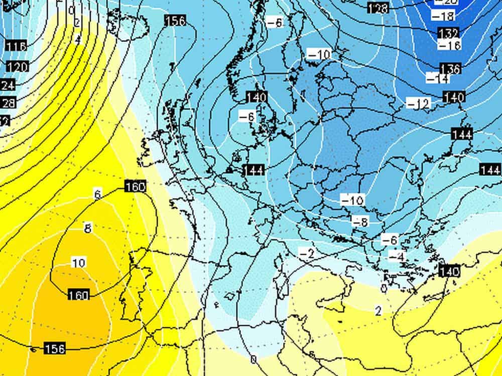 Situazione a 850 hPa del 1° gennaio 1985 ore 00 UTC