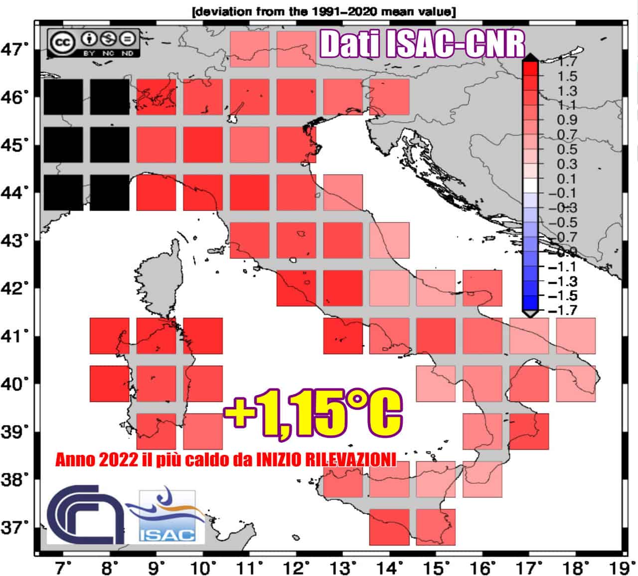 Il 2022 è stato l'anno più caldo da inizio rilevazioni