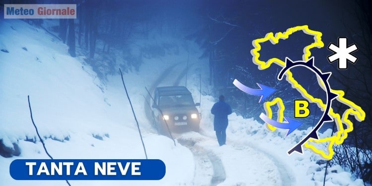 Meteo: neve freddo e pioggia nel Nord Italia e Toscana. Burrasca in Sardegna, neve forte in Appennino