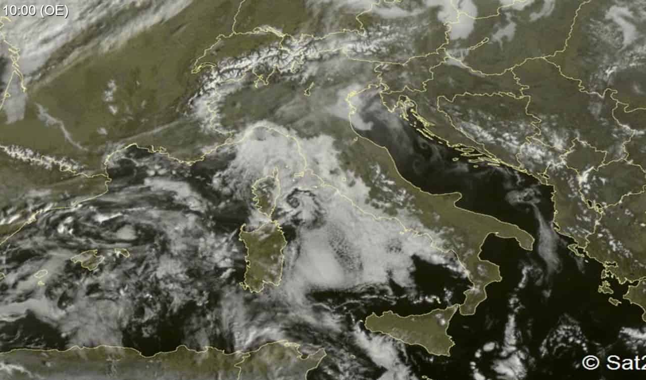 Meteosat, la foto illustra ampie novità rispetto a ieri