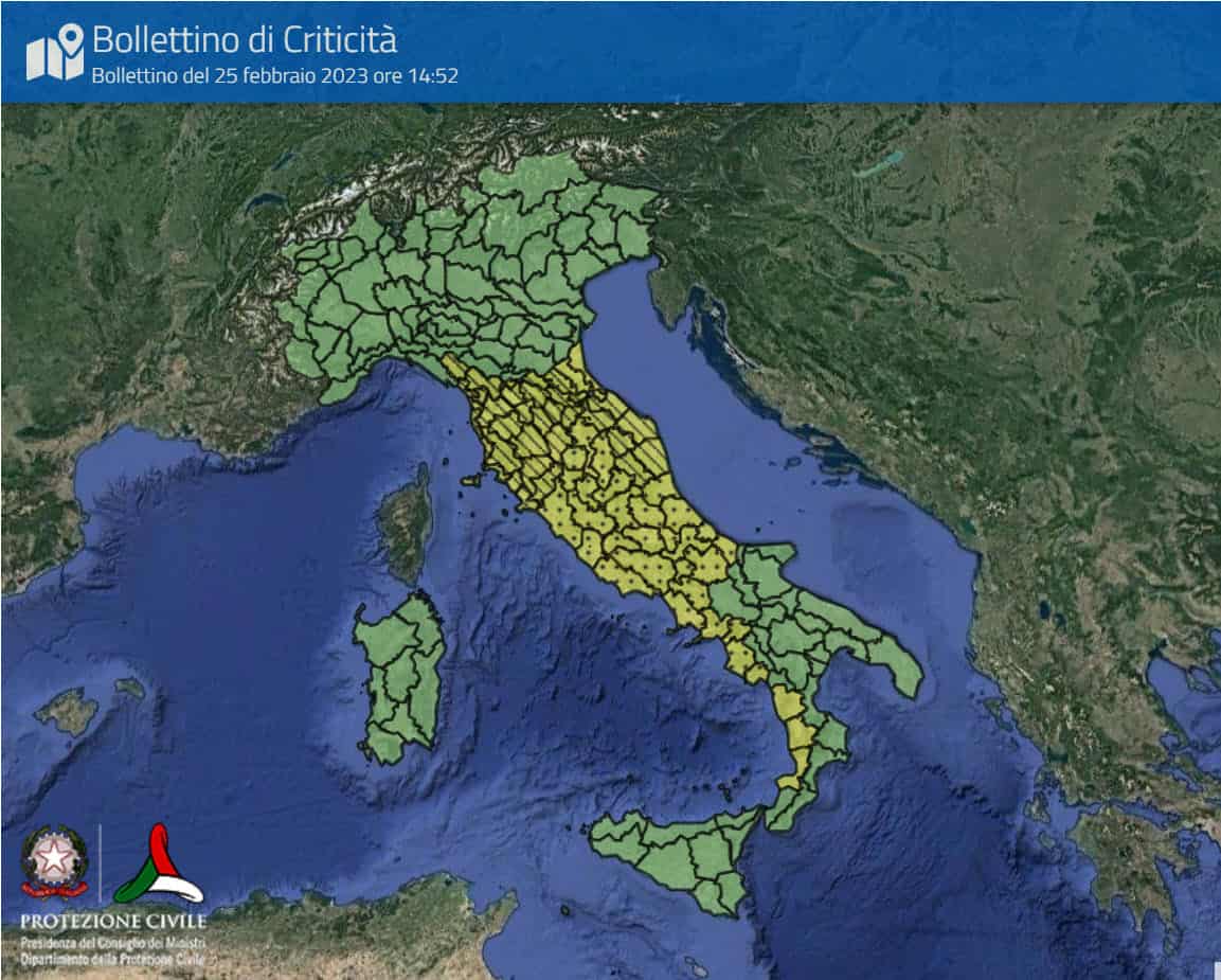 Allerta Meteo della Protezione civile per domani