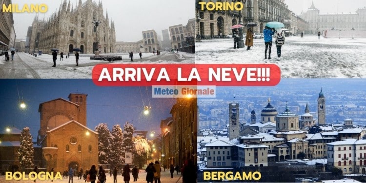 NEVE in pianura al Nord Italia, previsioni meteo: alta probabilità a Milano, Torino e Bologna