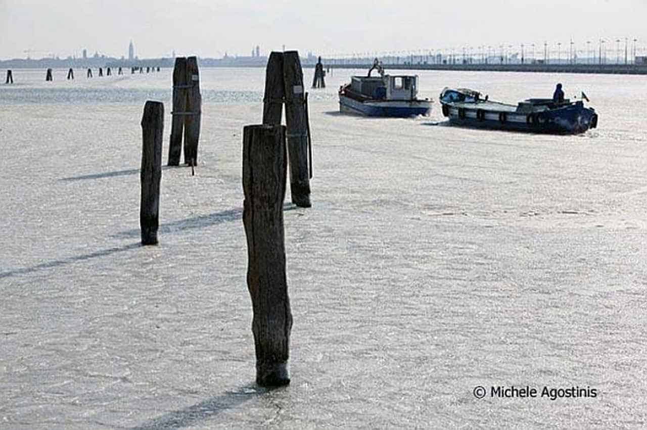 Laguna di Venezia ghiacciata nel Febbraio 2012
