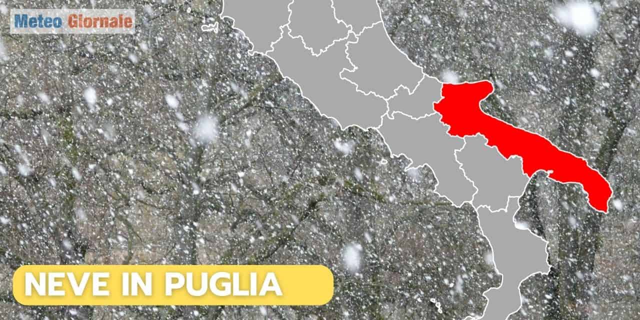 Meteo Puglia, nevica sino alla costa. Neve su Bari