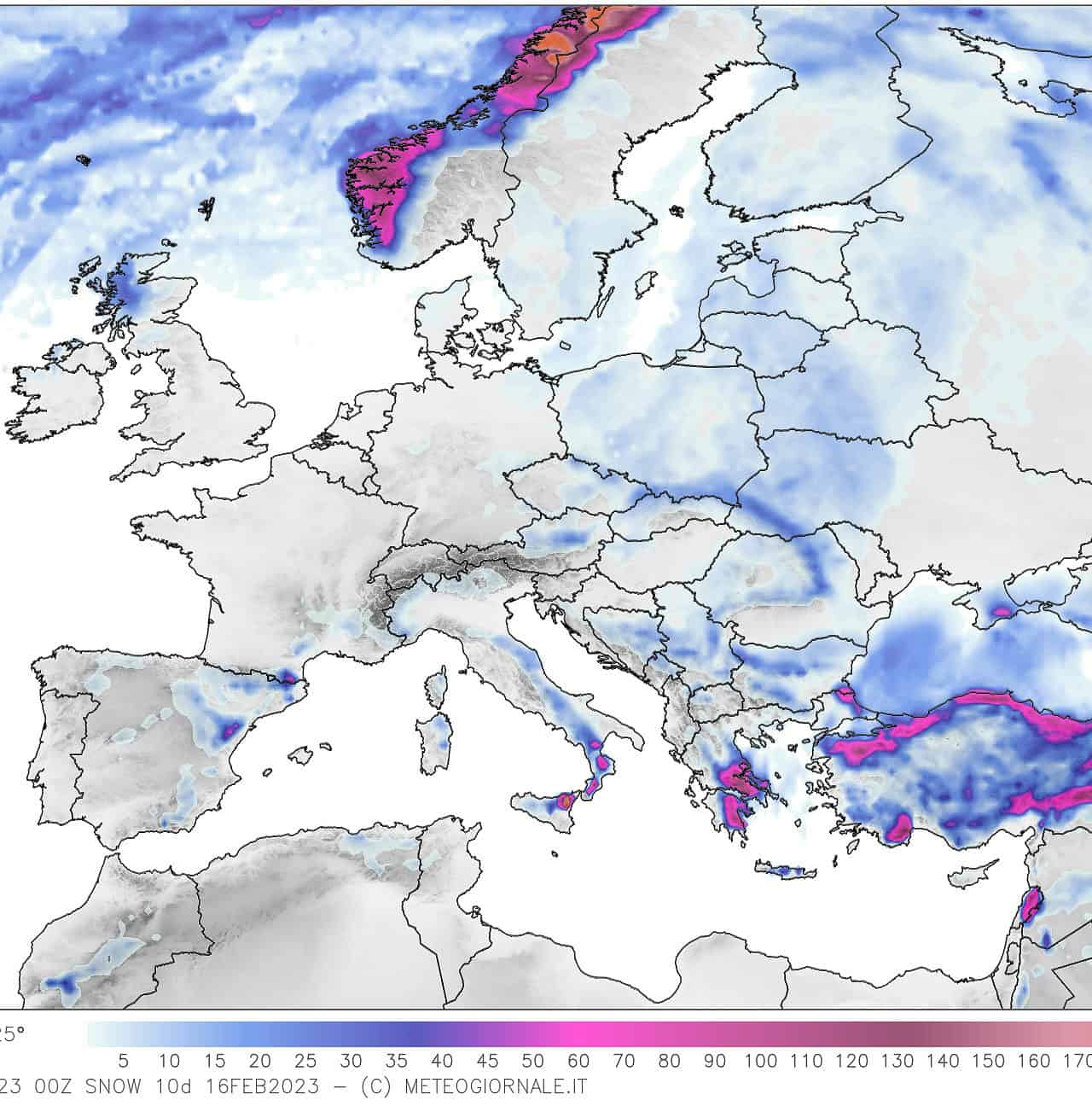 Meteo: le aree interessate dalla neve nei prossimi giorni. Mappe