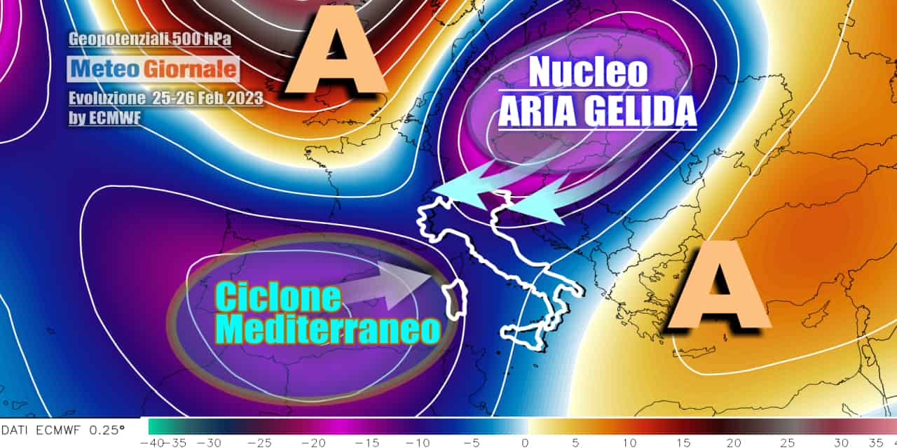 Meteo: in arrivo ciclone burrascoso carico di pioggia e neve, i dettagli