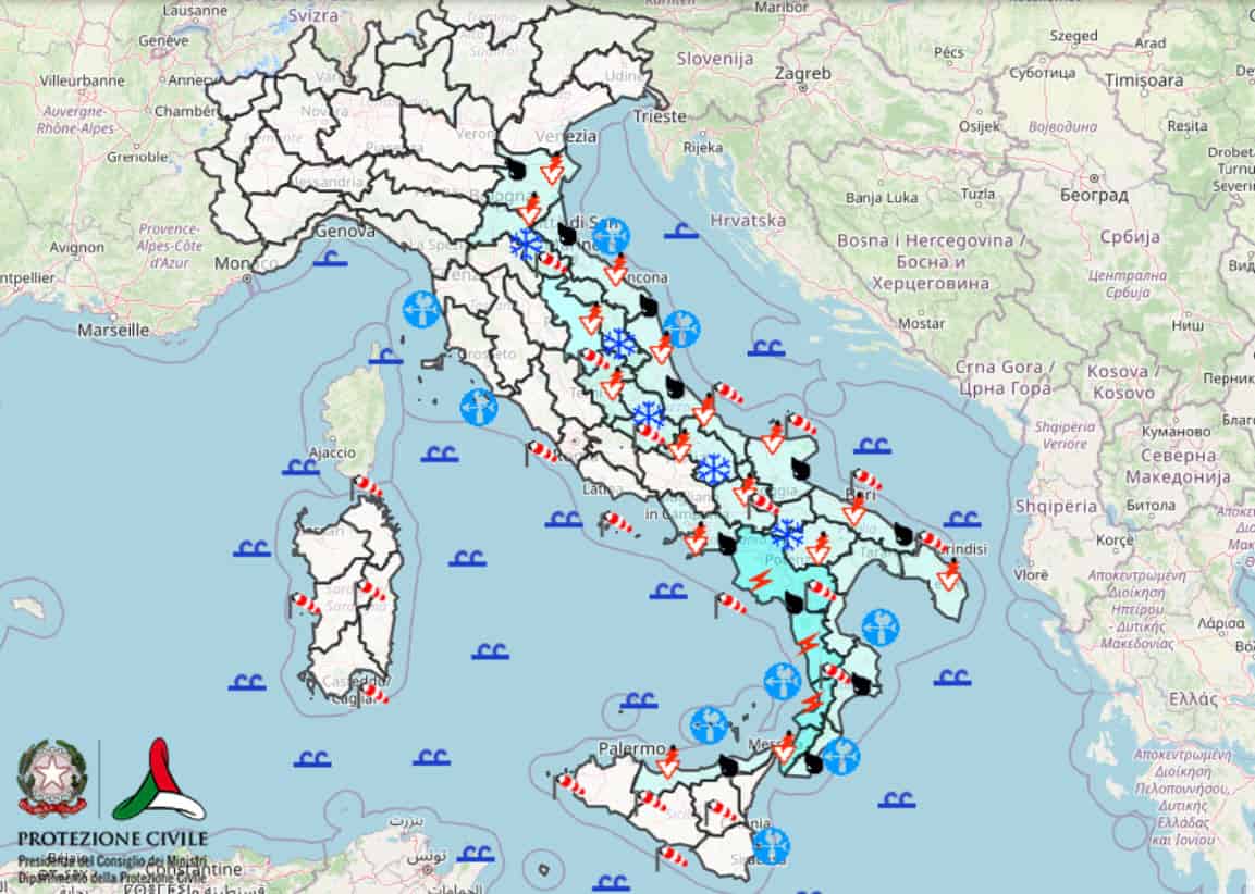 Anche neve sino a 800 metri nel meteo Protezione Civile per mercoledì
