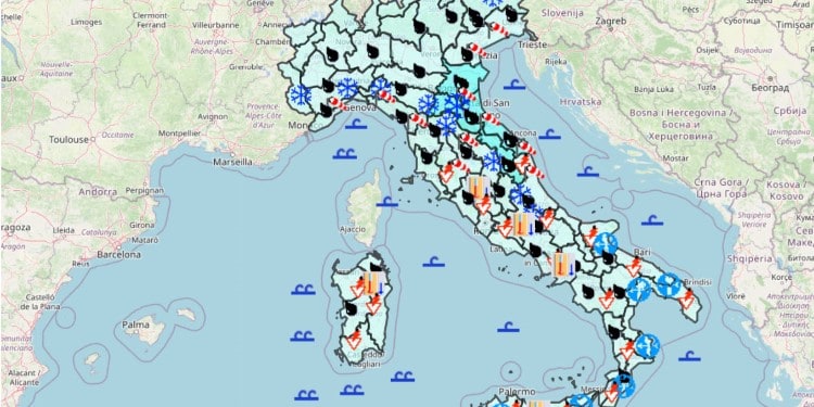 Allerta Meteo Protezione Civile, fenomeni burrascosi. Neve. Previsioni per oggi