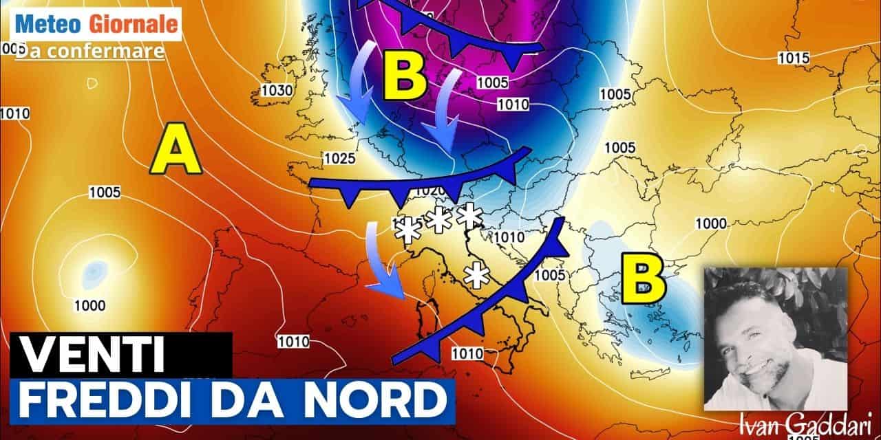 METEO 15 giorni: venti freddi da nord, perturbazioni e piogge. Meno Primavera