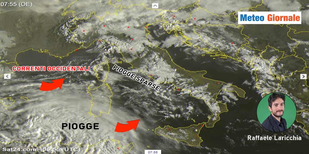 Meteo, soffio umido da ovest: in arrivo delle PIOGGE