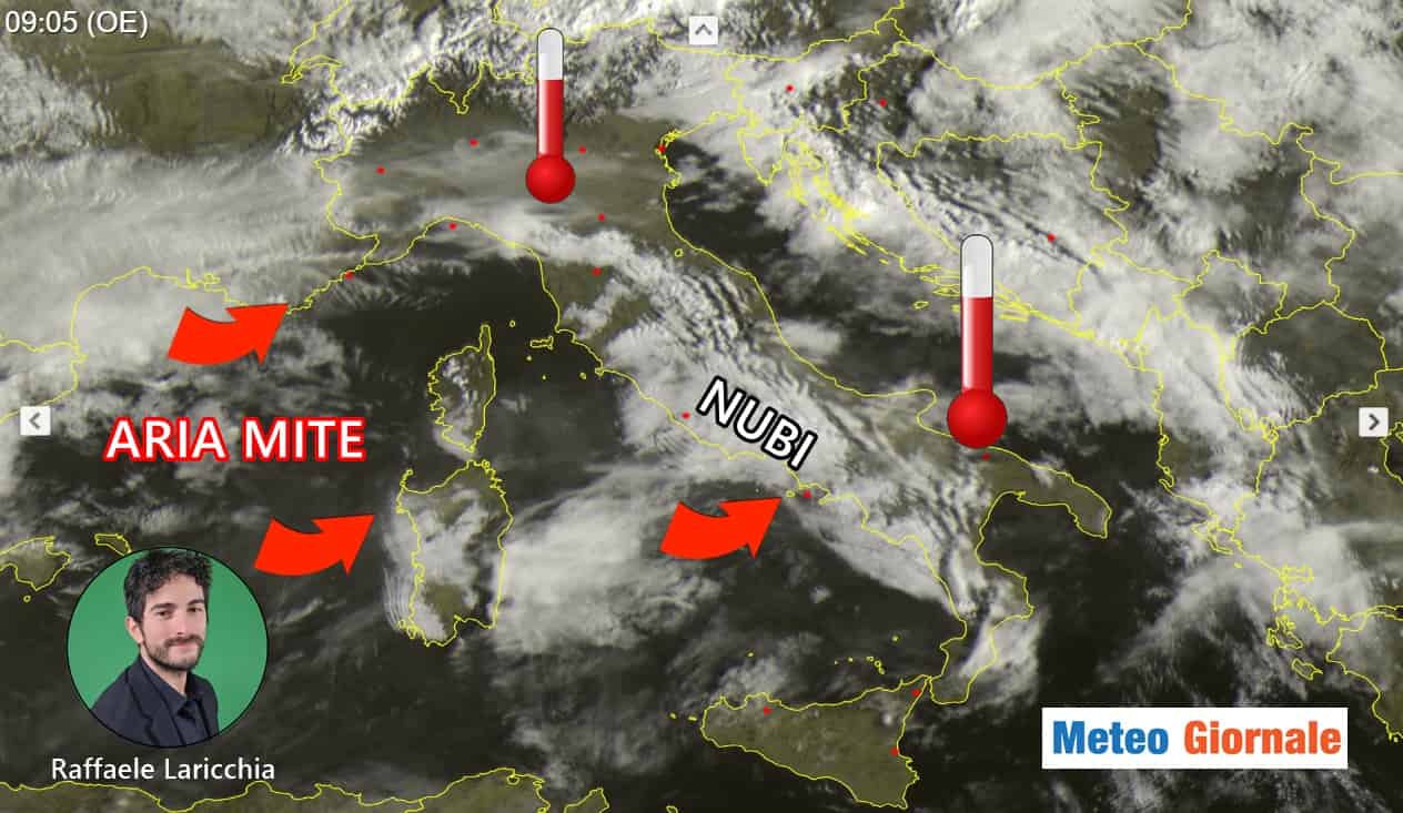 Meteo, flusso mite ininterrotto in attesa del MALTEMPO