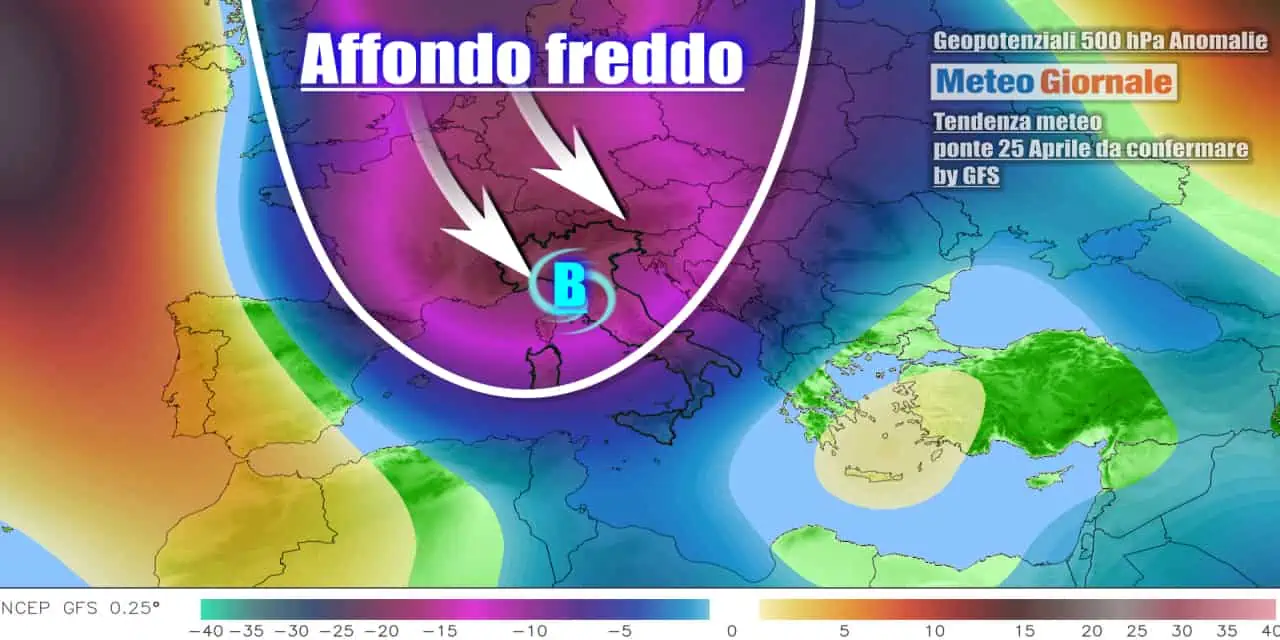 Assalto di correnti fredde artiche verso l'Italia