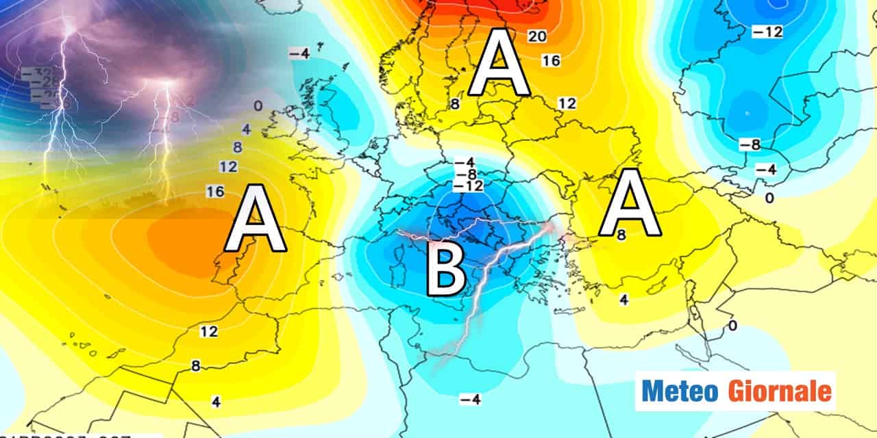 Meteo: CICLONE bloccato nel Mediterraneo ad inizio settimana