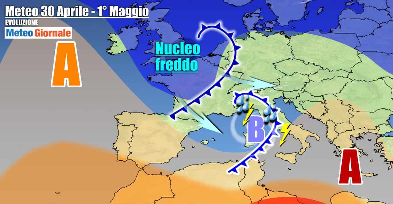 Meteo Italia: cambia tutto, ciclone carico di pioggia nel Ponte del 1° Maggio