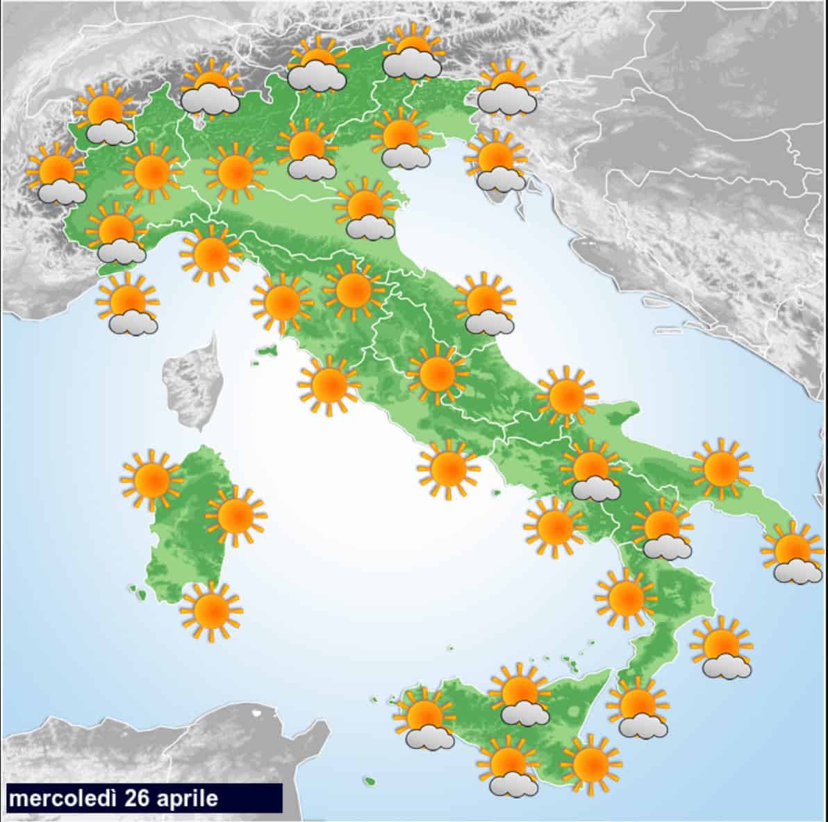 Meteo Domani 26 Aprile: diverse novità