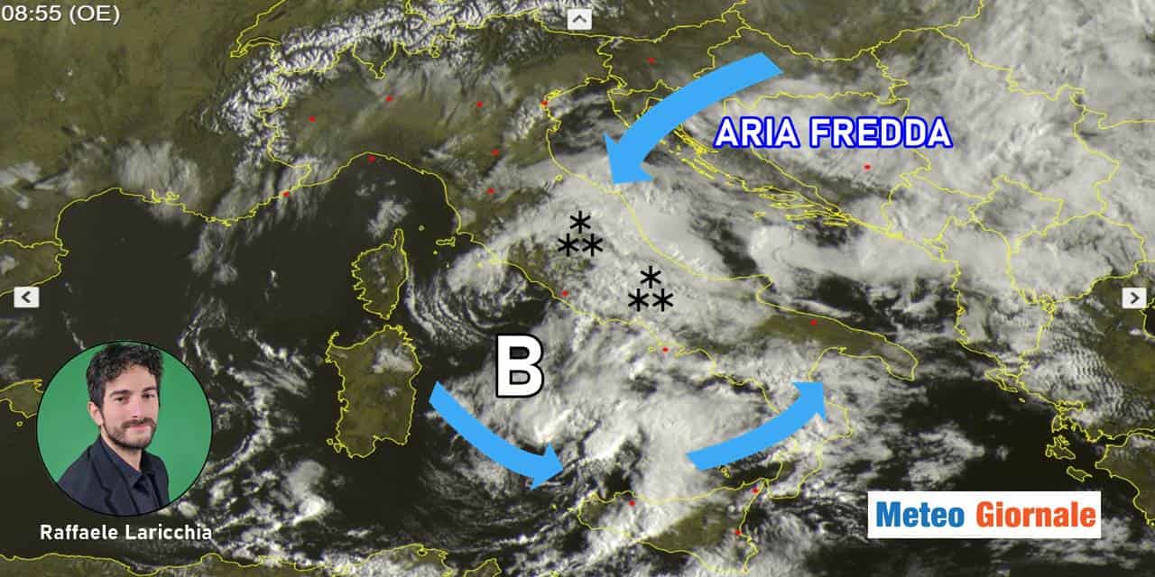 Meteo: temperature da pieno INVERNO, fiocchi di NEVE e rovesci