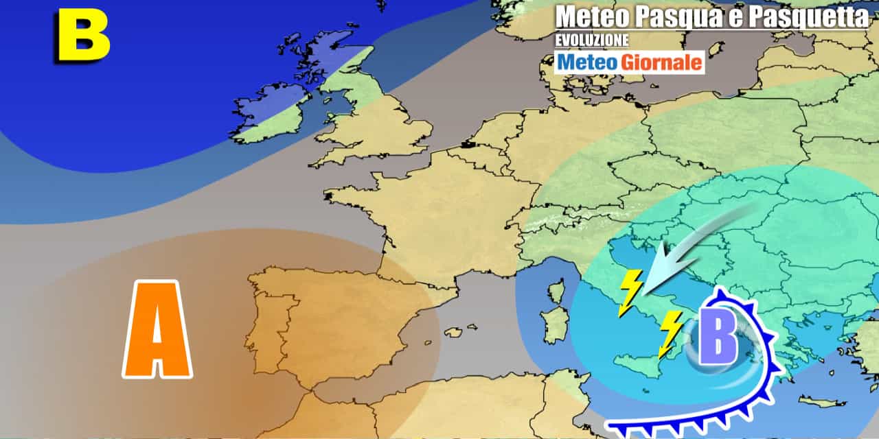 Meteo Italia: weekend Pasqua fra pioggia, temporali, neve, poi cambia tutto