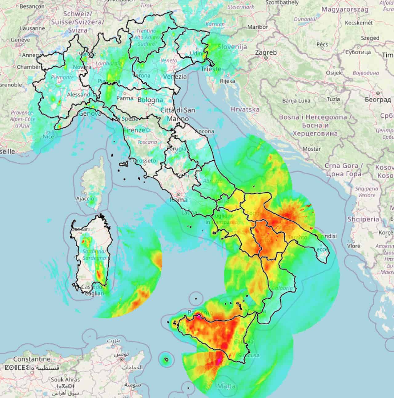 Radar Meteo: le piogge delle ultime 24 ore