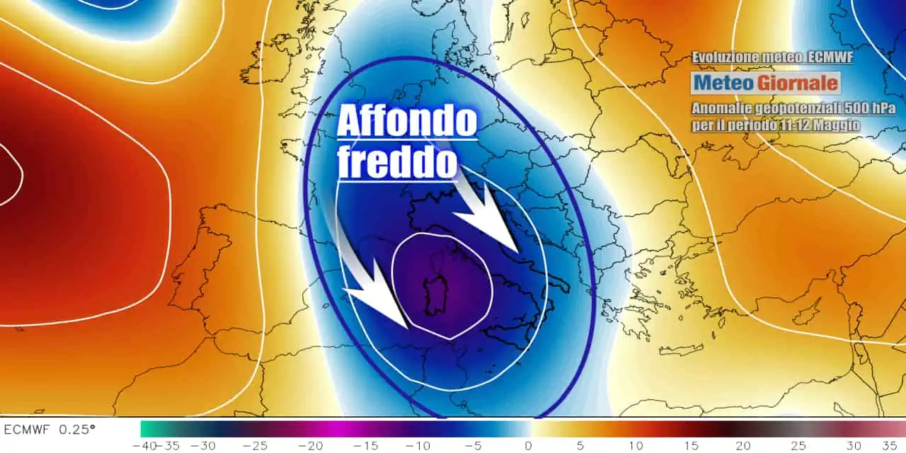 Affondo ciclonico verso il Mediterraneo nel cuore della prossima settimana