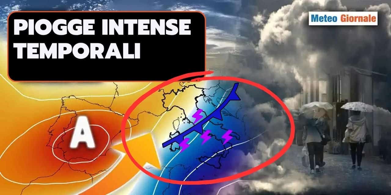 ULTIM'ORA cambia tutto di nuovo, con piogge sino a torrenziali e temporalesche oggi e domani