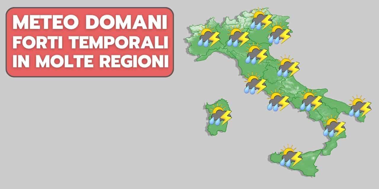 Meteo domani 5 Giugno, un'infinità di forti temporali in molte località