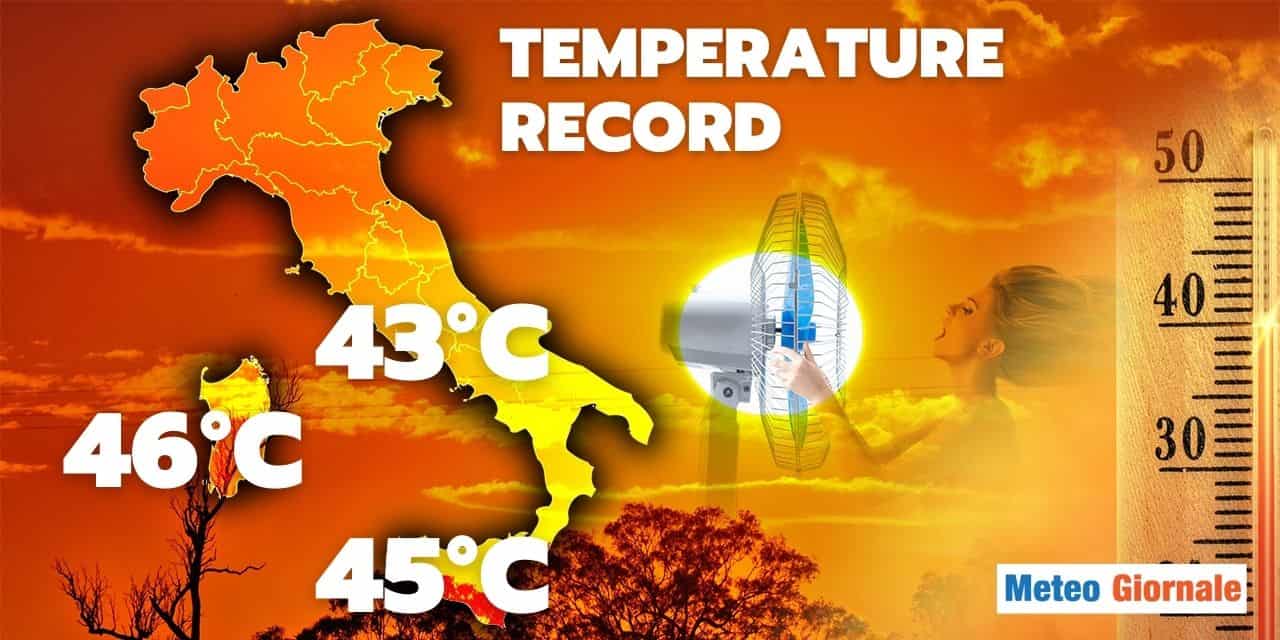 Temperature di ieri. Battuti diversi record storici. In Sardegna 46 gradi, ma 43 a Roma