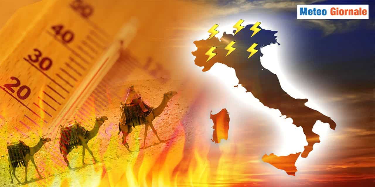 Lunedì 24 Luglio: scontro tra caldo record e burrasche con grandine – ecco le previsioni meteo