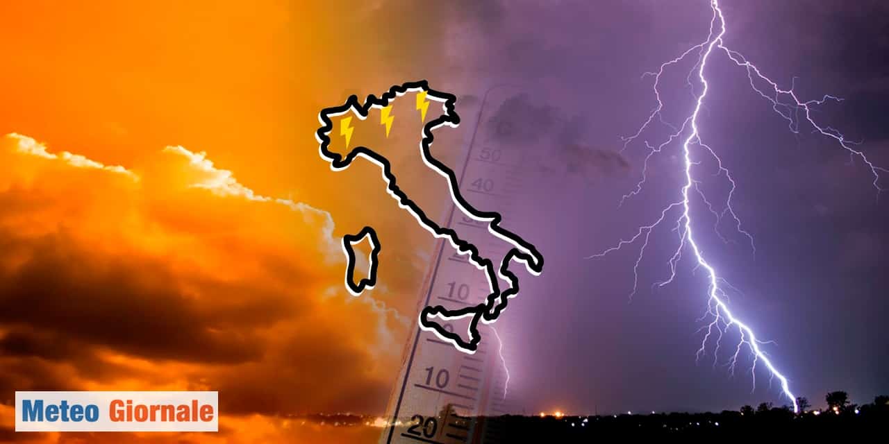 Meteo: super caldo. Ma arrivano FORTI TEMPORALI e grandine. Rischio di bombe d’acqua