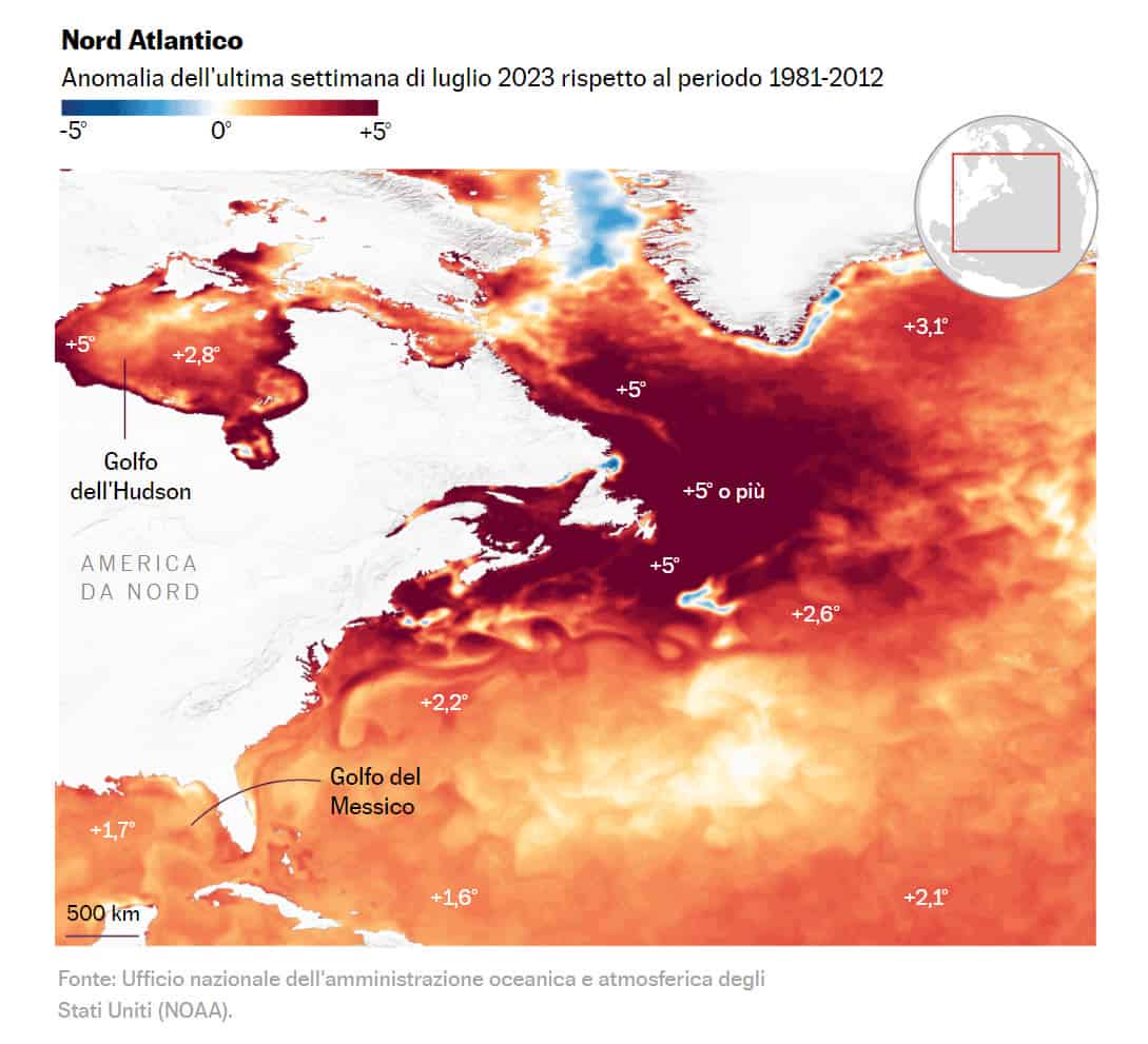 Meteo: Oceano Atlantico settentrionale, un riscaldamento che fa paura