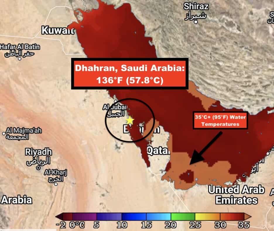 Registrato un indice di calore di 57,8°C a mezzanotte