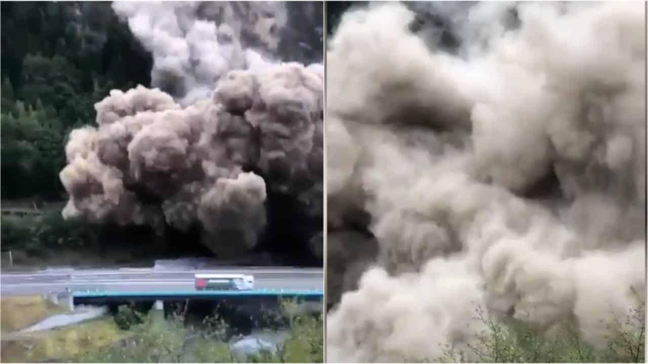Frana impressionante al confine Italia-Francia causa disagi a treni, autostrada e traforo del Frejus. Video