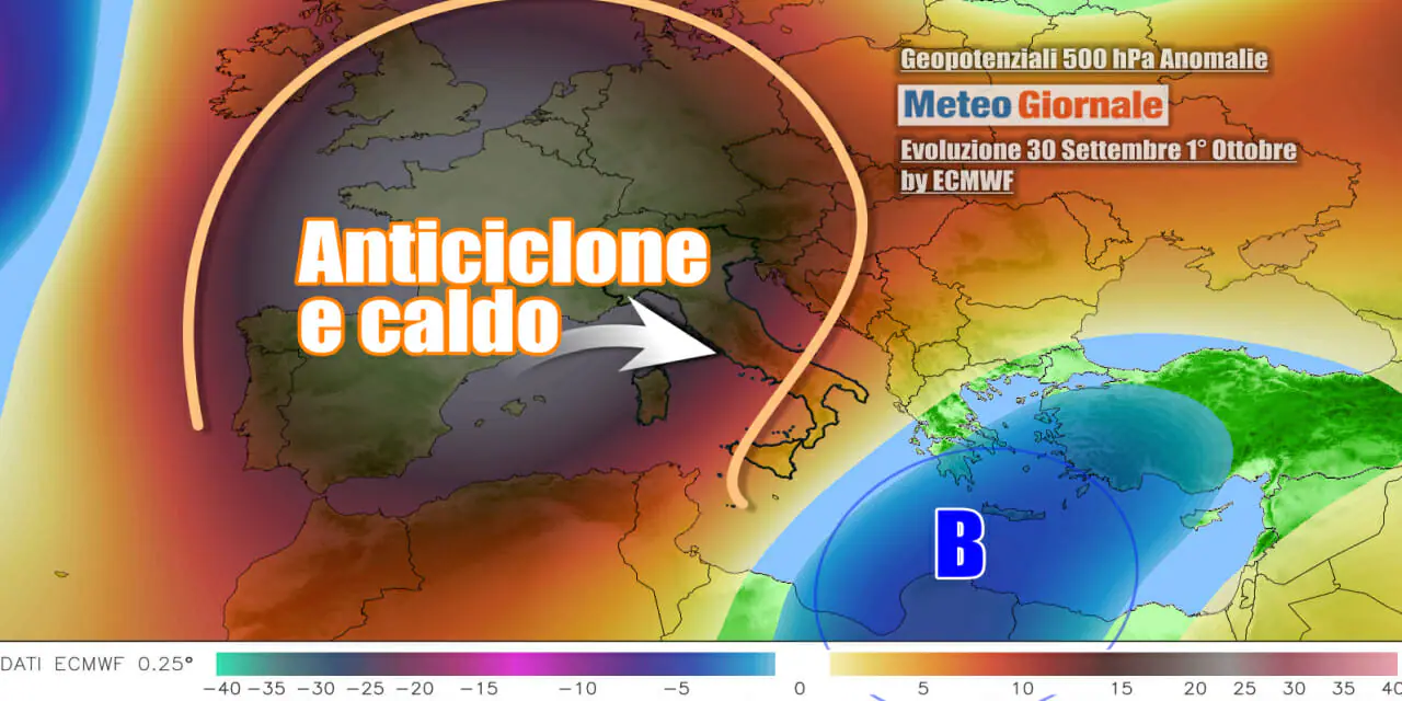 Caldo anomalo per un potente anticiclone