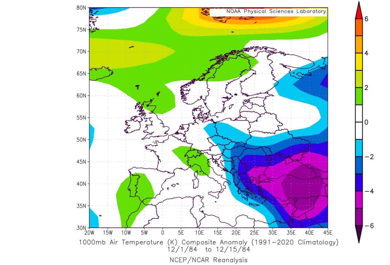 Mitezza e poco inverno nella prima metà del Dicembre 1984