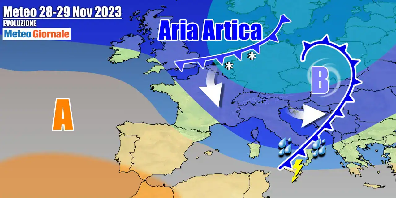 Meteo Italia: in settimana nuove perturbazioni, con pioggia e neve