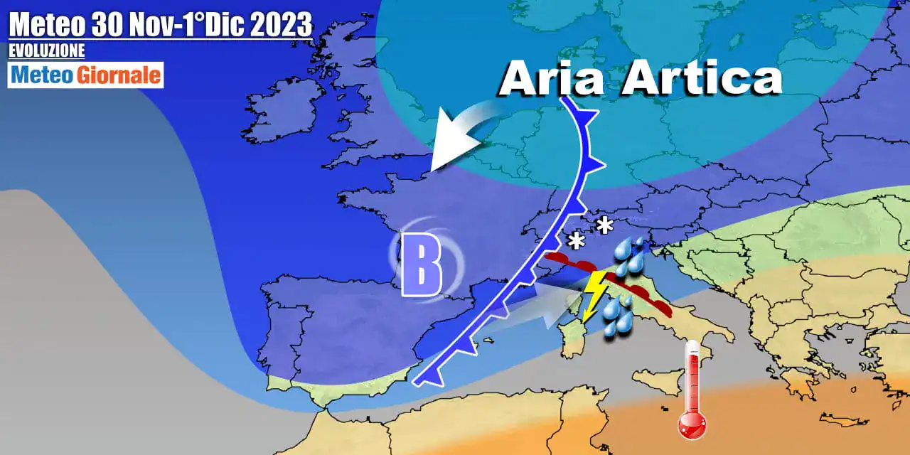 Meteo Italia: Novembre chiuderà con nuovo forte maltempo, arriva la neve