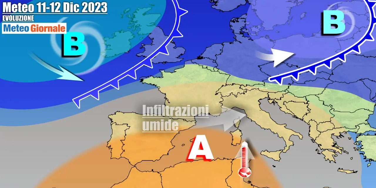 Avvio settimana con maggiore influenza dell'anticiclone