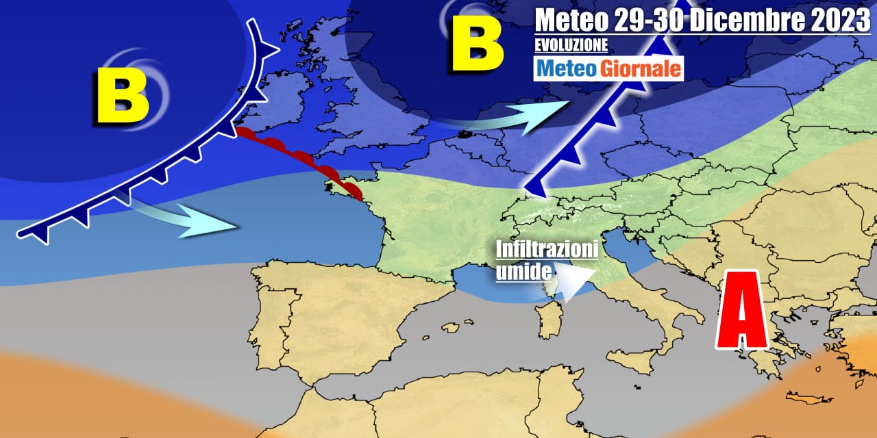 Meteo Italia: torna qualche pioggia tra San Silvestro e Capodanno