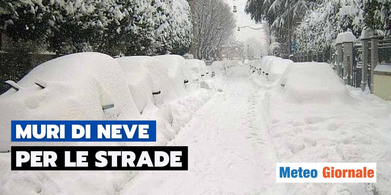 Meteo: gelo storico di febbraio e muri di neve per strada