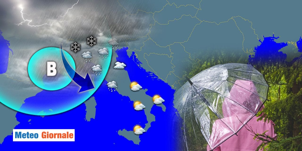 Meteo: arriva un'altra ondata di maltempo, weekend e inizio nuova settimana con pioggia e neve