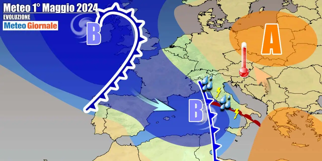 Vortice ciclonico raggiungerà l'Italia per il Primo Maggio