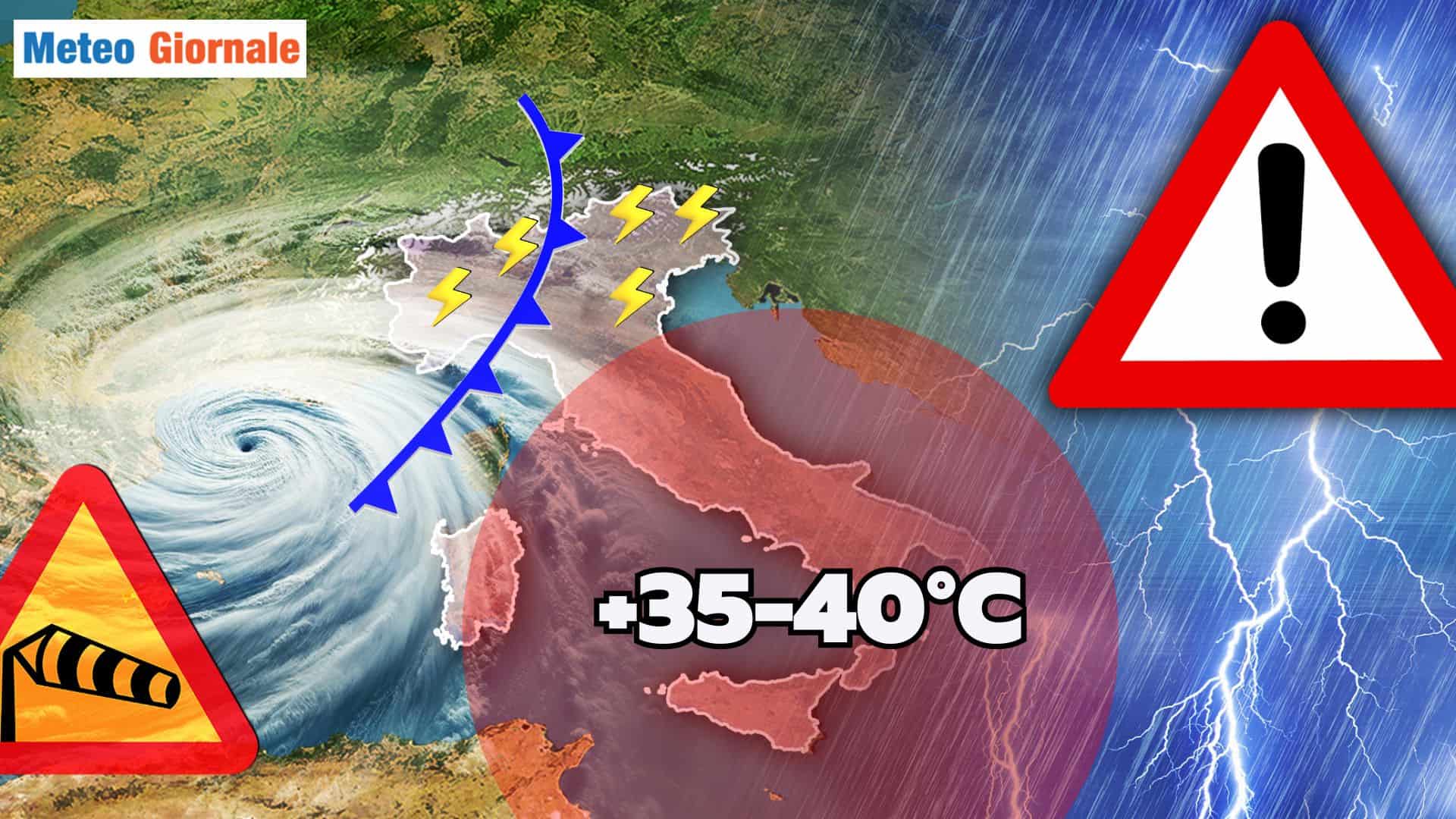 Meteo: Nord Italia temporali e grandinate. Altrove Alta Pressione africana sino a 40 gradi