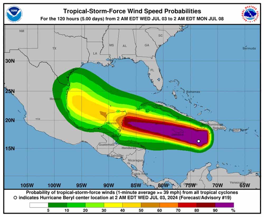 Uragano Beryl, le previsioni meteo: dalla Giamaica, alle Isole Cayman, Haiti e lo Yucatan, le aree in allerta