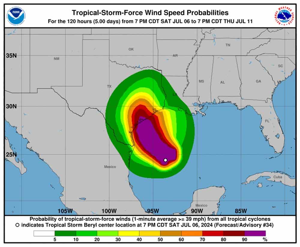 Beryl riprende forza: arriverà sul Texas come uragano, allerta per lunedì