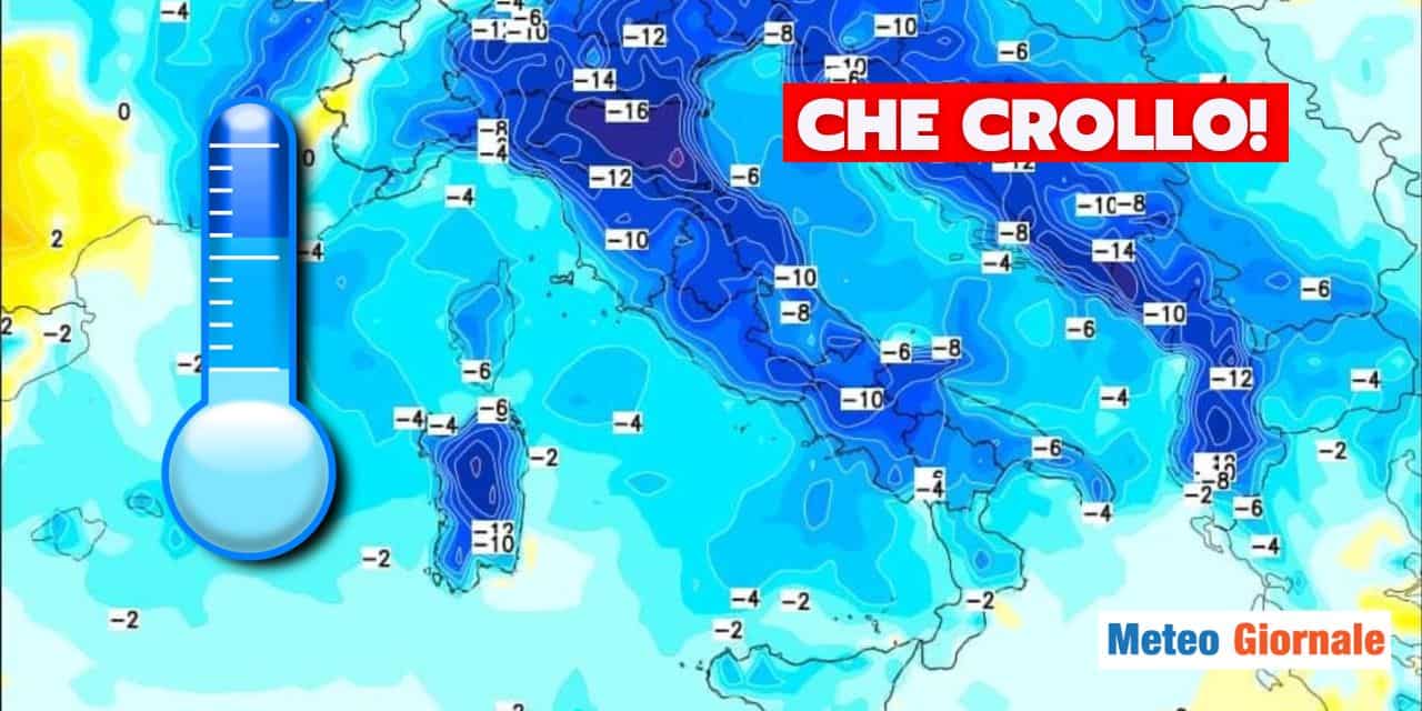 Meteo: lunedì 19 Agosto crollo fino a 16°C delle temperature