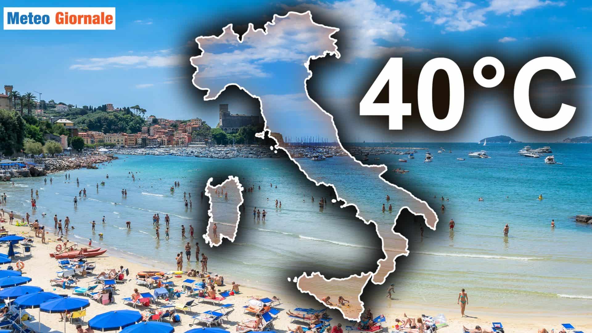 Gran CALDO a FERRAGOSTO: temperature con punte fino a 40°C su gran parte d'Italia